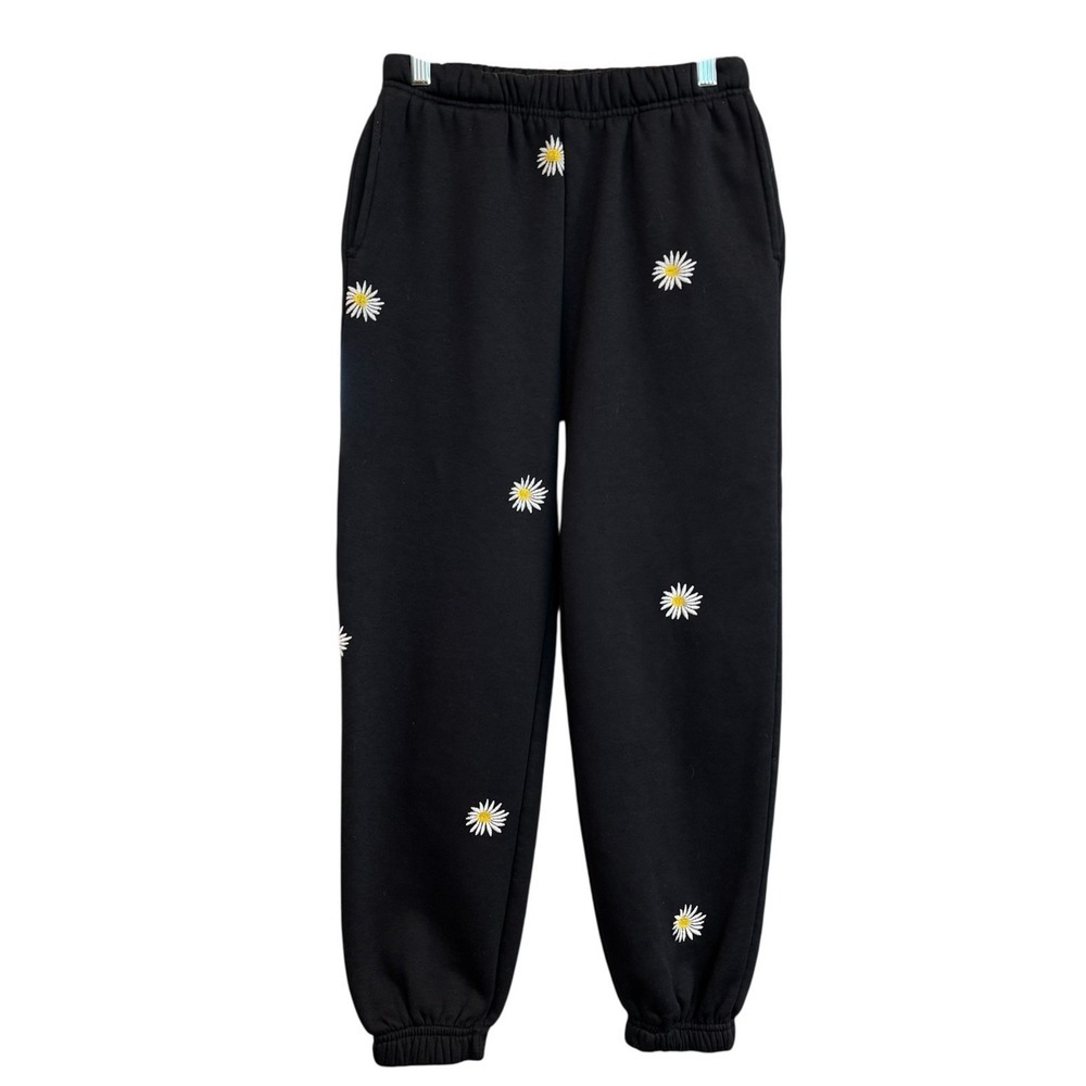 Angel Kiss Embroidered Daisy Print Sweatpants w/ Pockets 20% Cotton Sz S #112